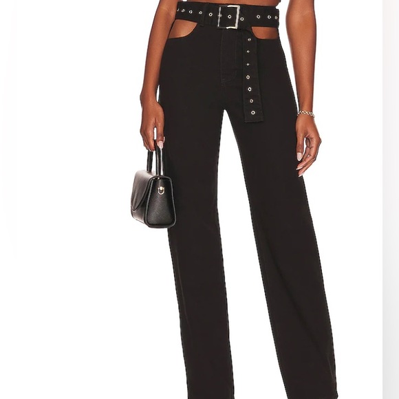 WeWoreWhat Cut Out Straight Black Pants - Picture 1 of 3